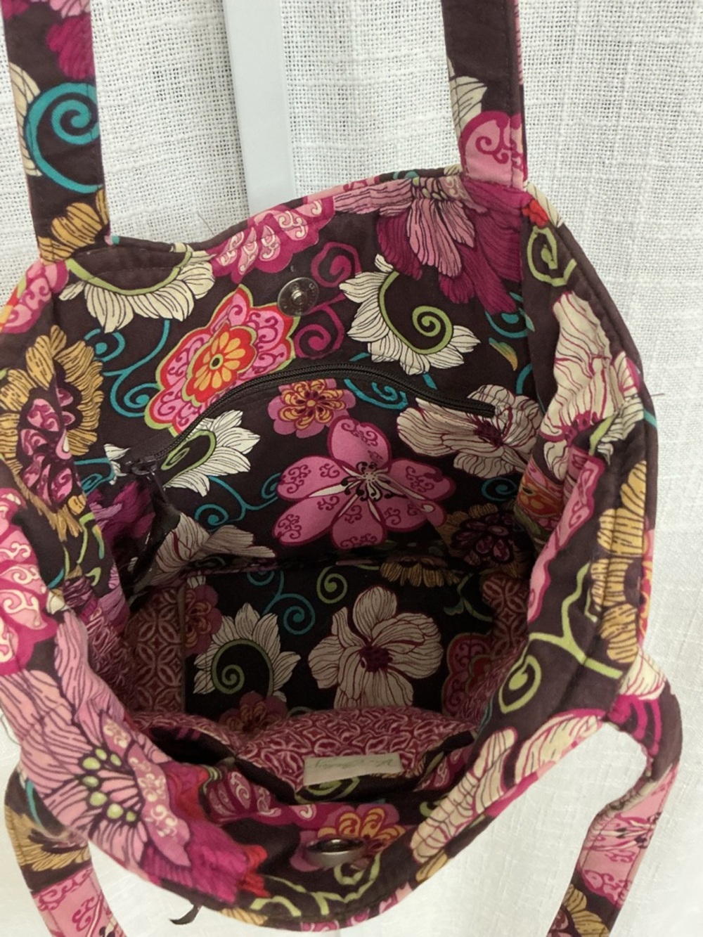 Vera Bradley Quilted Floral Tote Bag - Pink Floral Pattern - Picture 3 of 8